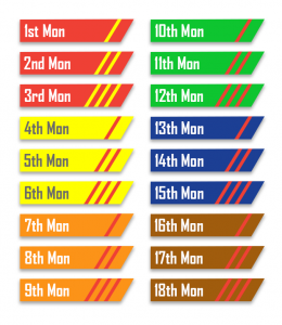 Image of the 18 Mon belts in the junior syllabus